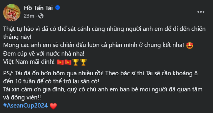Hồ Tấn Tài may mắn thoát chấn thương nặng, chỉ nghỉ từ 8 tới 10 tuần - Ảnh 2. Hồ Tấn Tài may mắn thoát chấn thương nặng, chỉ nghỉ từ 8 tới 10 tuần - Ảnh 2.
