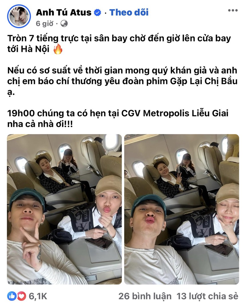 Diệu Nhi, Anh Tú... kể hành trình 12 tiếng bay ra Hà Nội ra mắt phim 'Gặp lại chị bầu' - Ảnh 4.