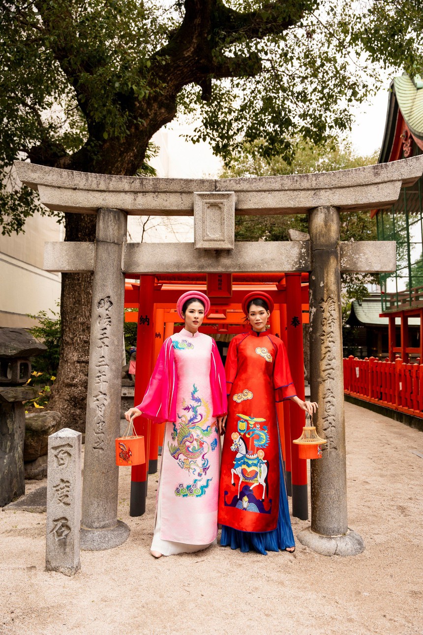 Hoa hậu Ngọc Hân chụp ảnh áo dài dưới thời tiết 2 độ C ở Nhật Bản - Ảnh 2.