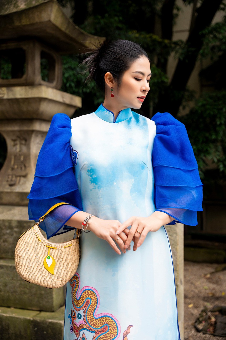 Hoa hậu Ngọc Hân chụp ảnh áo dài dưới thời tiết 2 độ C ở Nhật Bản - Ảnh 6.