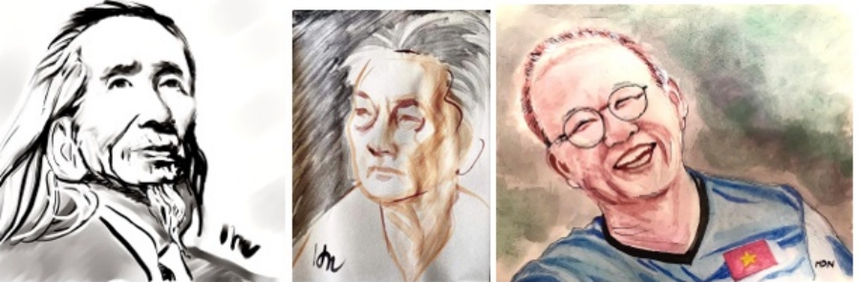 BÀI TẾT - Xông đất 'họa sĩ trẻ' Huỳnh Dũng Nhân: 2 năm 2.000 chân dung - Ảnh 3.