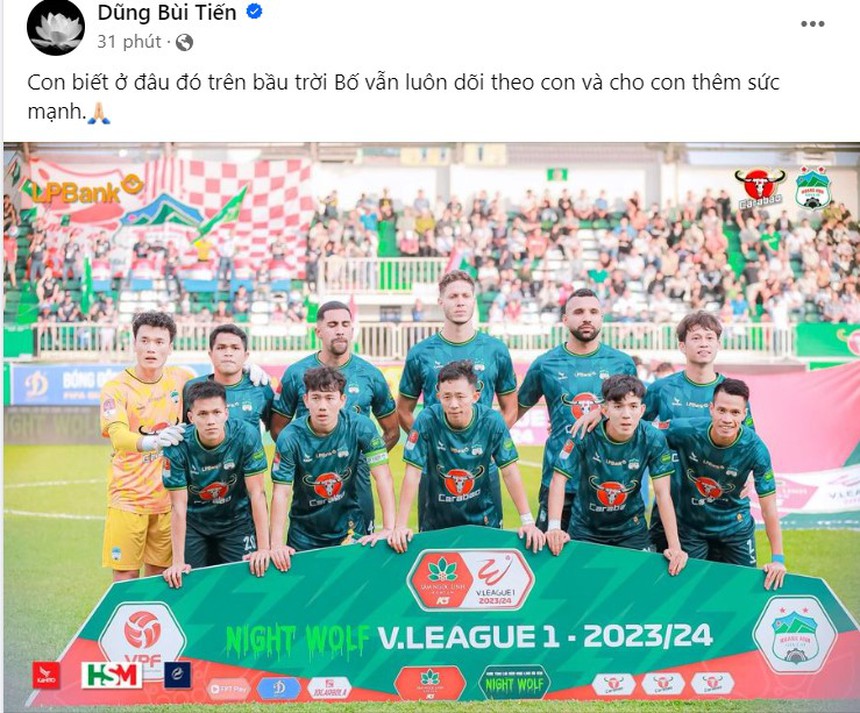 Thủ môn Bùi Tiến Dũng viết thông điệp xúc động về người cha quá cố sau chiến thắng của HAGL - Ảnh 2. Thủ môn Bùi Tiến Dũng viết thông điệp xúc động về người cha quá cố sau chiến thắng của HAGL - Ảnh 2.