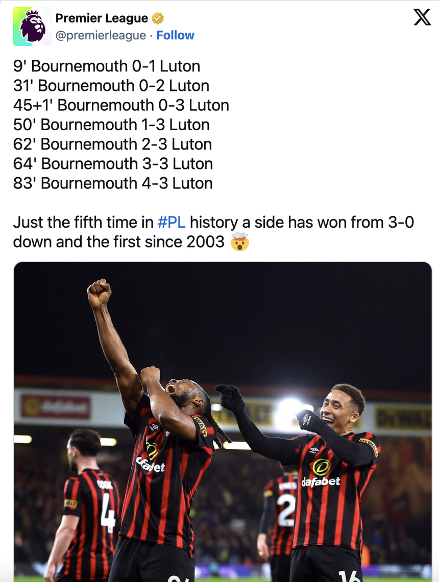 Choáng váng với màn ngược dòng kinh điển, 21 năm mới xuất hiện tại Ngoại hạng Anh - Ảnh 3. Choáng váng với màn ngược dòng kinh điển, 21 năm mới xuất hiện tại Ngoại hạng Anh - Ảnh 3.