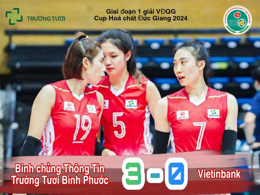 Lâm Oanh (số 19) tỏa sáng, BTL Thông Tin đánh bại Ngân hàng Công Thương 3-0 ở giải VĐQG 2024