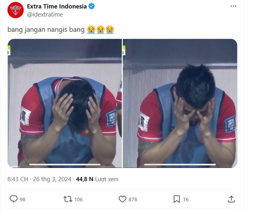 CĐV Đông Nam Á xót xa khi Quang Hải khóc trên ghế dự bị, thắc mắc vì sao HLV Troussier không sử dụng ‘Messi Việt Nam’ - Ảnh 3. CĐV Đông Nam Á xót xa khi Quang Hải khóc trên ghế dự bị, thắc mắc vì sao HLV Troussier không sử dụng ‘Messi Việt Nam’ - Ảnh 3.