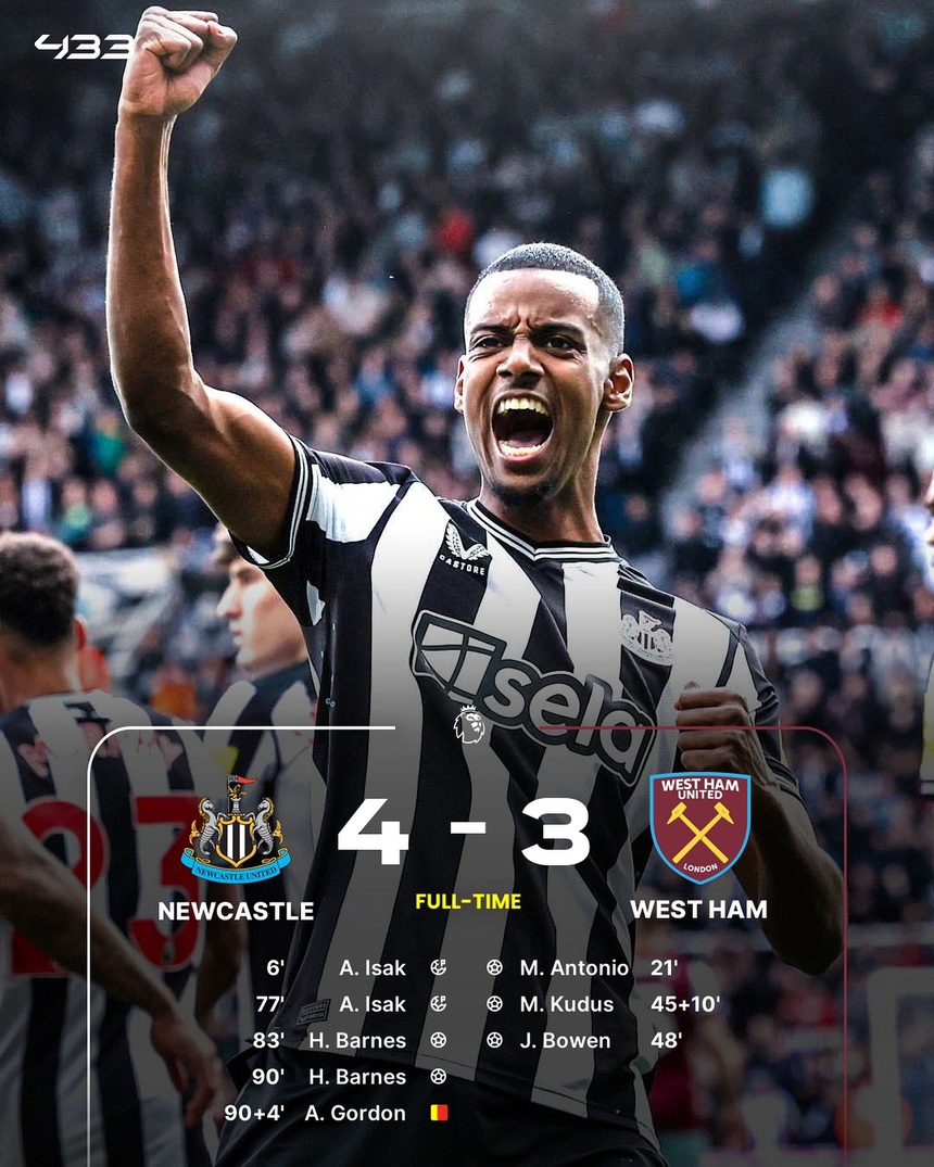 Ghi 3 bàn ở 15 phút cuối hiệp 2, Newcastle ngược dòng thắng West Ham ngoạn mục - Ảnh 3.