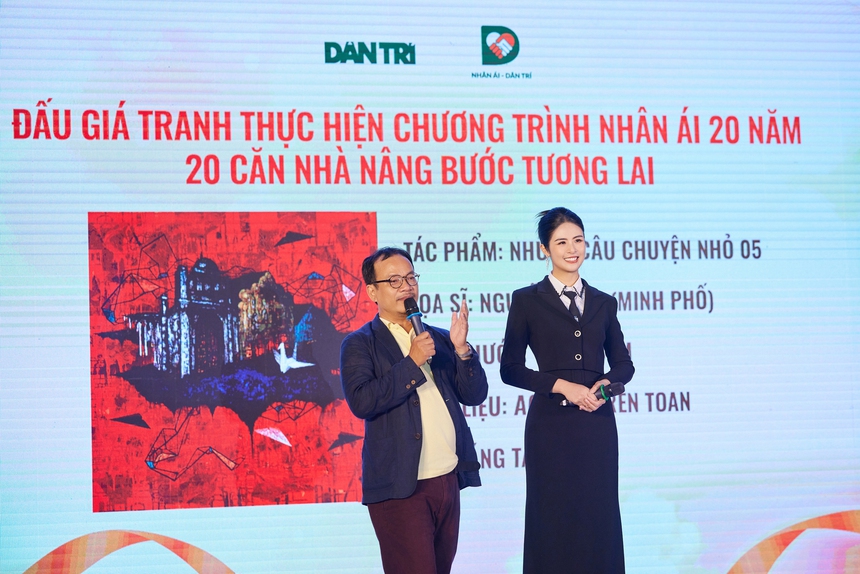 Hoa hậu Ngọc Hân dẫn dắt màn đấu giá tranh ở Gala "Nhân ái" - Ảnh 1.
