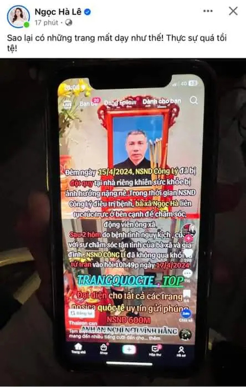 Bà xã NSND Công Lý bức xúc trước tin đồn chồng qua đời do đột quỵ - Ảnh 1. Bà xã NSND Công Lý bức xúc trước tin đồn chồng qua đời do đột quỵ - Ảnh 1.