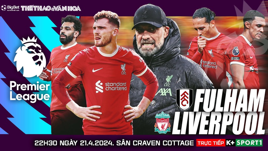 Nhận định bóng đá Fulham vs Liverpool (22h30, 21/4), vòng 34 Ngoại hạng Anh - Ảnh 2. Nhận định bóng đá Fulham vs Liverpool (22h30, 21/4), vòng 34 Ngoại hạng Anh - Ảnh 2.