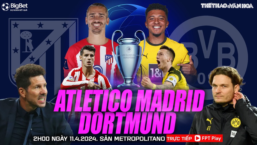 Nhận định bóng đá Atletico Madrid vs Dortmund (2h00, 11/4), Cúp C1 châu Âu tứ kết lượt đi - Ảnh 2. Nhận định bóng đá Atletico Madrid vs Dortmund (2h00, 11/4), Cúp C1 châu Âu tứ kết lượt đi - Ảnh 2.
