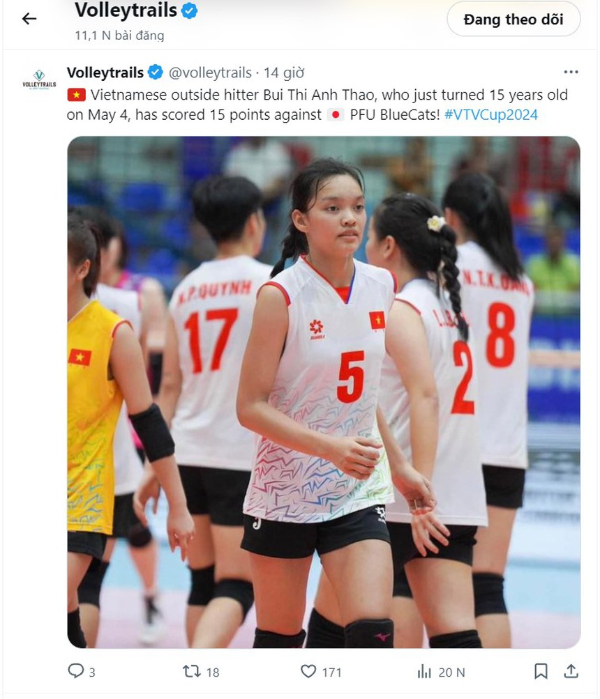 Chủ công 15 tuổi cao 1m74 được trang bóng chuyền quốc tế khen khi ‘ghi điểm như máy’ trước CLB Nhật Bản, từng so tài với Thanh Thúy - Ảnh 2.