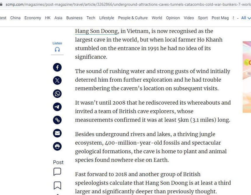 Hang Sơn Đoòng lọt top 7 điểm tham quan dưới lòng đất đẹp nhất thế giới - Ảnh 2.