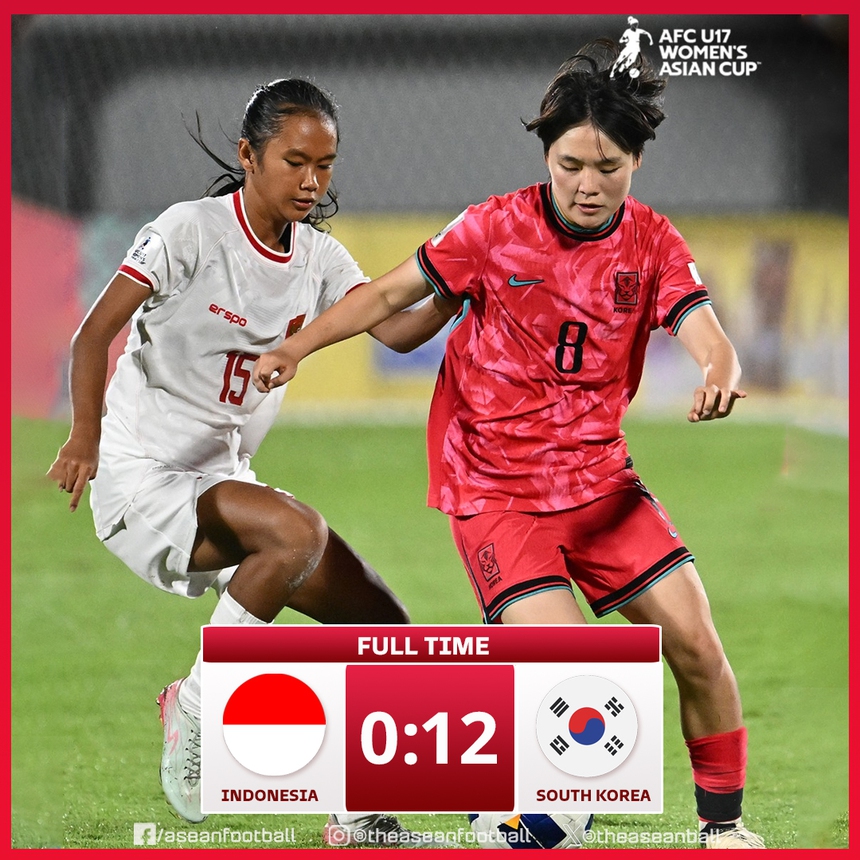 U17 nữ Indonesia thảm bại 0-12 tại vòng bảng U17 nữ Châu Á - Ảnh 2. U17 nữ Indonesia thảm bại 0-12 tại vòng bảng U17 nữ Châu Á - Ảnh 2.