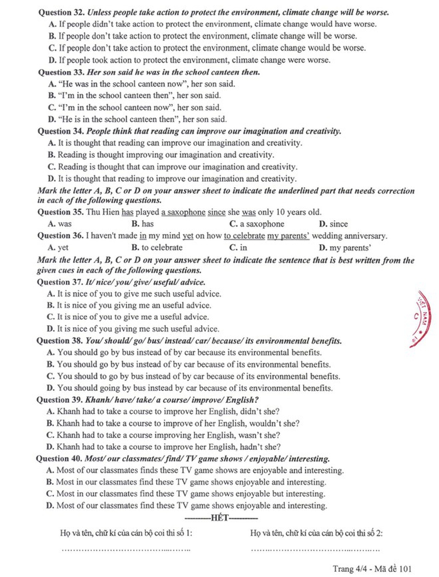 Công bố đáp án chính thức các môn thi vào lớp 10 công lập Hà Nội - Ảnh 9.