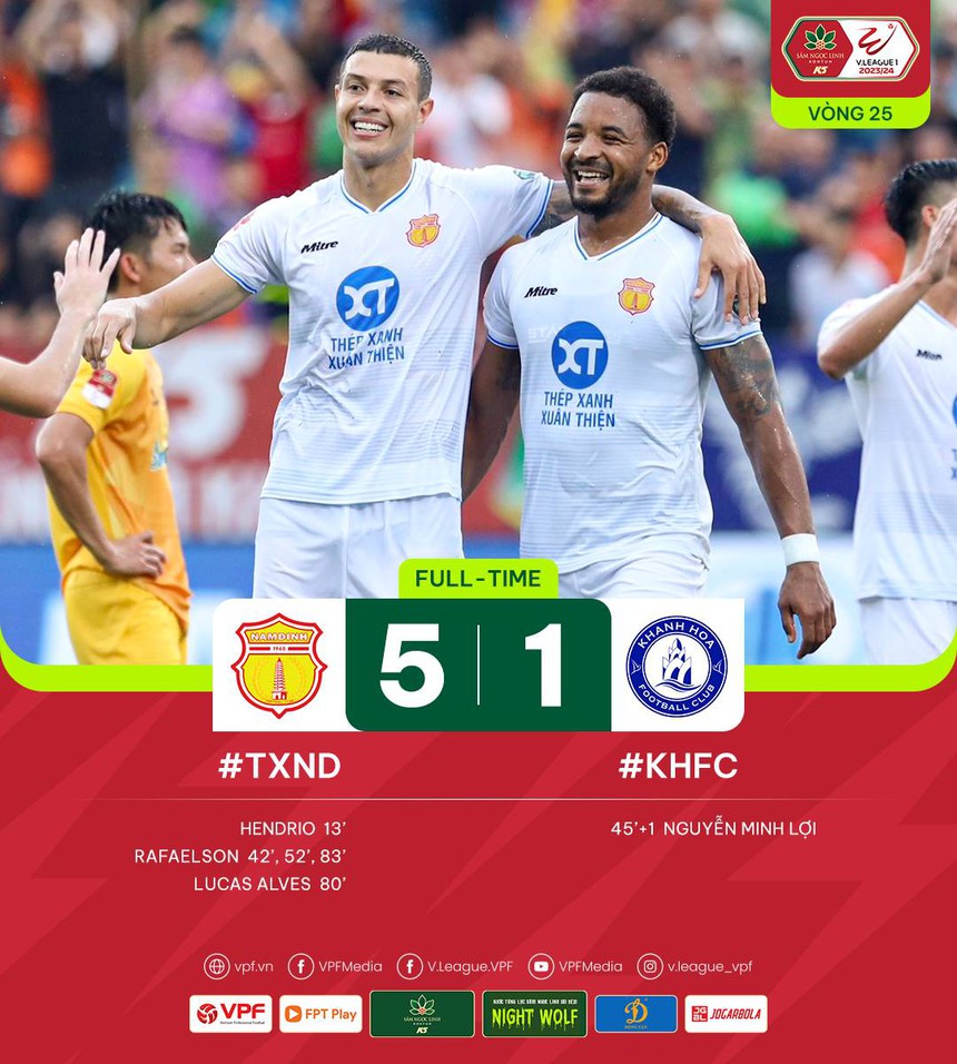 Văn Toàn, Tuấn Anh giành chức vô địch lịch sử với CLB Nam Định sau chiến thắng 5-1, 'nhà vua mới' của V-League lộ diện - Ảnh 2.