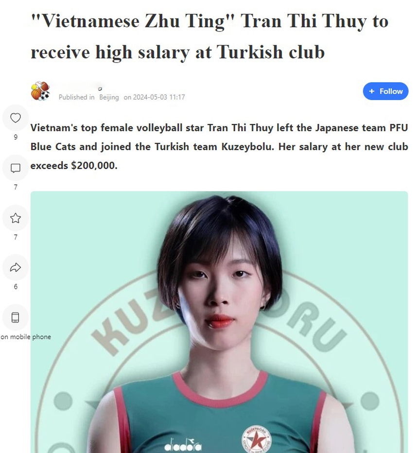 Chuyển tới châu Âu, Trần Thị Thanh Thúy được truyền thông Trung Quốc so sánh với huyền thoại chuyền châu Á 2 lần vô địch World Cup - Ảnh 1.