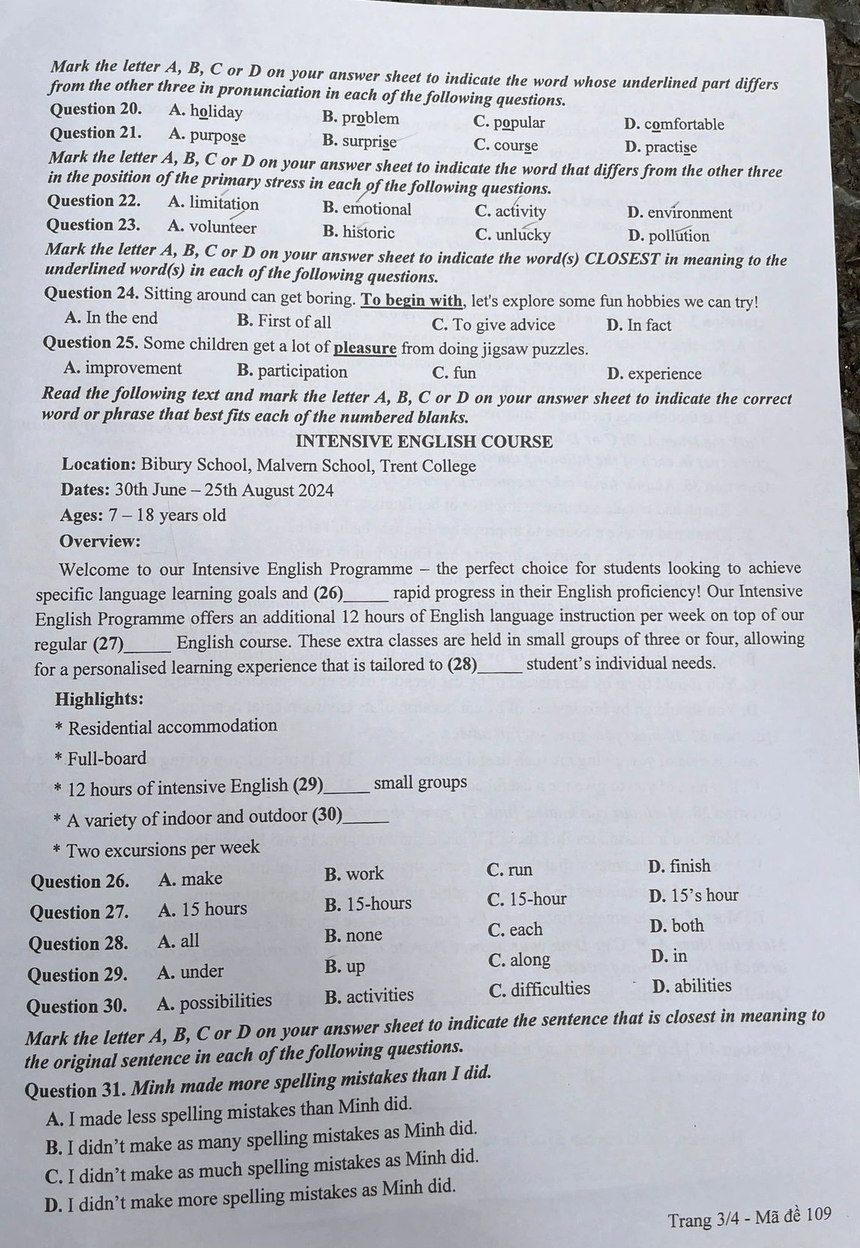 Đáp án đề thi tiếng Anh vào 10 Hà Nội năm 2024 - Ảnh 3.