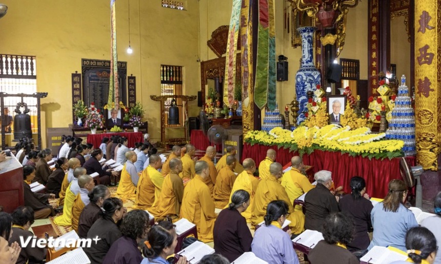Tổ chức lễ tưởng niệm Tổng Bí thư Nguyễn Phú Trọng tại các chùa, cơ sở tự viện - Ảnh 1. Tổ chức lễ tưởng niệm Tổng Bí thư Nguyễn Phú Trọng tại các chùa, cơ sở tự viện - Ảnh 1.