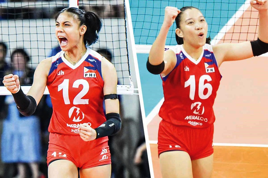 Canino (trái) và Panique (phải), hai trong số những nhân tố quan trọng nhất của tuyển bóng chuyền nữ Philippines