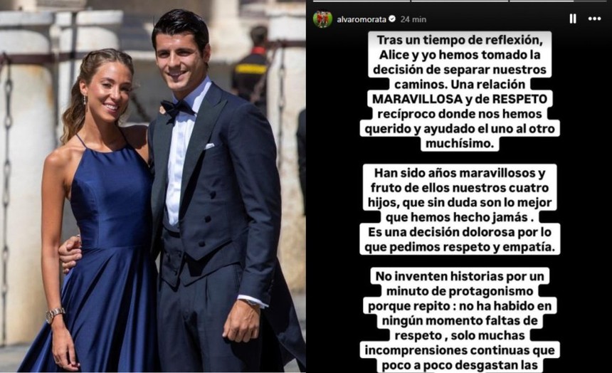 Nhà vô địch EURO Alvaro Morata bất ngờ thông báo ly hôn, vợ người mẫu ám chỉ lý do đổ vỡ - Ảnh 3. Nhà vô địch EURO Alvaro Morata bất ngờ thông báo ly hôn, vợ người mẫu ám chỉ lý do đổ vỡ - Ảnh 3.