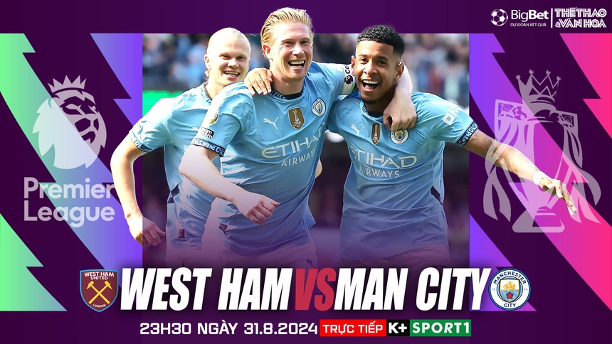 Nhận định, soi tỷ lệ West Ham vs Man City (23h30, 31/8), vòng 3 Ngoại hạng Anh - Ảnh 1. Nhận định, soi tỷ lệ West Ham vs Man City (23h30, 31/8), vòng 3 Ngoại hạng Anh - Ảnh 1.