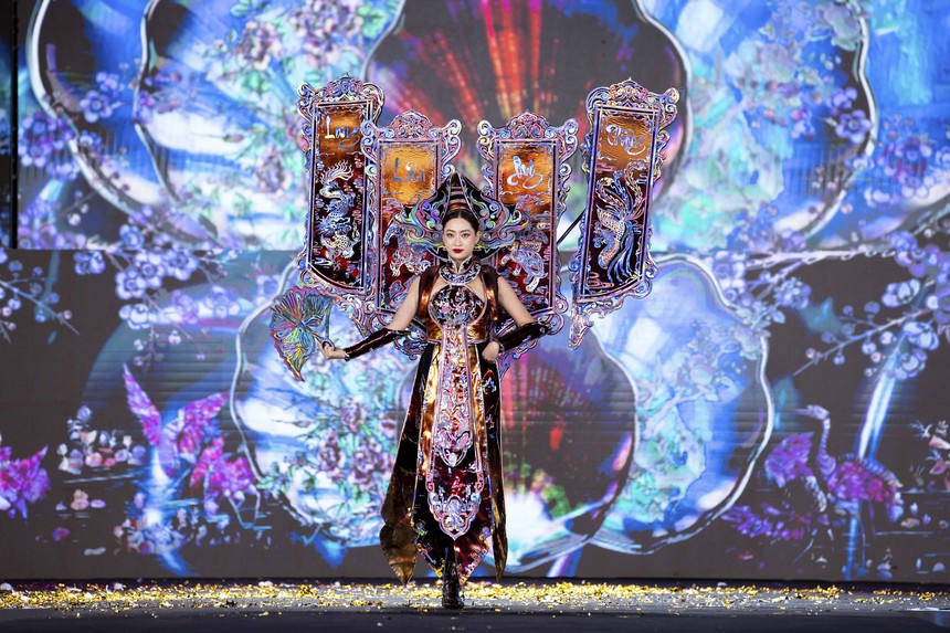 "Khảm xà cừ" thắng giải National Costume tại Miss Grand Vietnam 2024 - Ảnh 2.