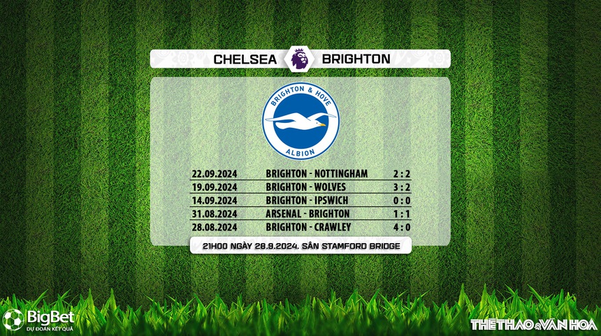Nhận định, soi tỷ lệ Chelsea vs Brighton (21h00, 28/9), vòng 6 Ngoại hạng Anh - Ảnh 6. Nhận định, soi tỷ lệ Chelsea vs Brighton (21h00, 28/9), vòng 6 Ngoại hạng Anh - Ảnh 6.