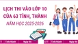 Lịch thi vào lớp 10 của 63 tỉnh, thành phố năm học 2025-2026