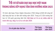 16 trường ĐH Việt Nam trong bảng xếp hạng tầm ảnh hưởng năm 2025