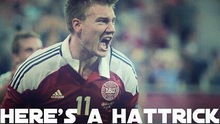 ẢNH CHẾ Bendtner nổ sau hat-trick: ‘Messi, Ronaldo là ai?’. Wenger choáng váng trượt chân