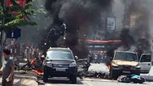 VIDEO: Taxi phát nổ, ô tô, xe máy bốc cháy, 2 người tử vong