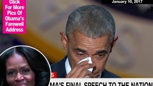 Tổng thống Obama nhìn vợ và bật khóc khi phát biểu chia tay