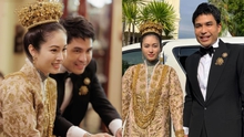 Hình ảnh đầu tiên trong lễ cưới mỹ nhân chuyển giới Nong Poy: Cô dâu đội vương miện vàng cùng chú rể điển trai chính thức xuất hiện