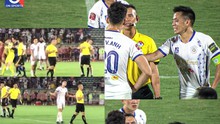 Cận cảnh Văn Quyết nhận thẻ đỏ, thủ môn và dàn sao Hà Nội FC phản ứng vây lấy trọng tài