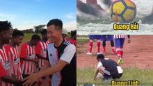 Quang Linh Vlog tái hiện bàn thắng 'cầu vồng tuyết' của Quang Hải trong trận cầu độc lạ tại châu Phi khiến fan cười ra nước mắt