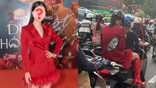 Lên đồ lộng lẫy dự sự kiện, 1 mẹ đơn thân sao Việt gây chú ý vì khoảnh khắc ngồi xe máy ra về 