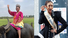 Ngán ngẩm trò lố của thí sinh Hoa hậu Thái: Cưỡi trâu, phóng xe máy đến thi, trang phục đáng sợ và màn hô tên 'đặc sản' gây tranh cãi