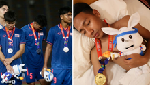 Cầu thủ Indonesia đeo huy chương vàng nằm ngủ cực ngon sau cuộc hỗn chiến kinh hoàng với U22 Thái Lan