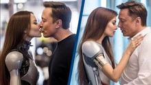Bức ảnh kỳ lạ chụp Elon Musk hôn robot khiến dân mạng bối rối, sự thật là…