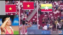 Video VĐV Việt Nam đang thi đấu đứng lại chào cờ khi quốc ca vang lên đang gây 'bão' mạng xã hội