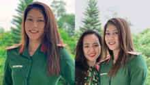 Hoa khôi bóng chuyền Kiều Trinh khiến fan trầm trồ vì quá xinh đẹp trong trang phục sĩ quan quân đội