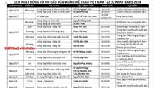 Lịch thi đấu đoàn thể thao Việt Nam tại Olympic 2024 (CHÍNH THỨC)