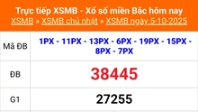 XSMB 5/10 - Kết quả Xổ số miền Bắc hôm nay 5/10/2025 - Kết quả XSMB Chủ nhật ngày 5 tháng 10