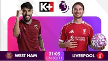 Link xem trực tiếp bóng đá West Ham vs Liverpool 21h05 hôm nay, Premier League vòng 13