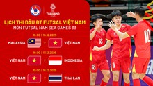 Lịch thi đấu ĐT futsal Việt Nam tại SEA Games 33
