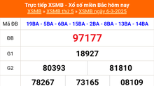 XSMB 6/3 - Kết quả Xổ số miền Bắc hôm nay 6/3/2025 - KQSXMB thứ Năm ngày 6 tháng 3