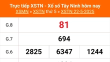 XSTN 22/5 - Kết quả xổ số Tây Ninh hôm nay 22/5/2025 - Trực tiếp XSTN ngày 22 tháng 5