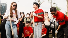 Hồ Ngọc Hà và dàn nghệ sĩ trồng cây trong sự kiện "Thành phố nở hoa"