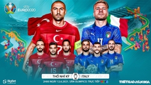 Thổ Nhĩ Kỳ vs Ý: Kèo nhà cái. Kèo EURO 2021. VTV6, VTV3 trực tiếp bóng đá EURO