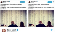 Đệ nhất Phu nhân Mỹ Melania Trump phải xóa dòng tweet về trận Trân Châu Cảng
